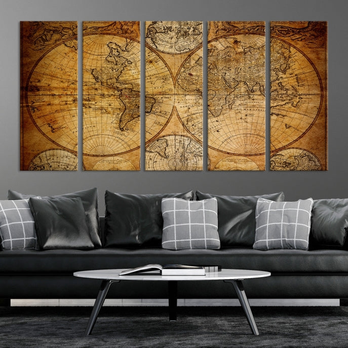 Large Wall Art Antique World Map Canvas PrintAtlas World Map Wall Art Print