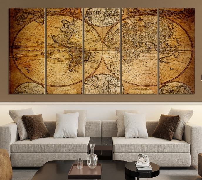 Large Wall Art Antique World Map Canvas PrintAtlas World Map Wall Art Print