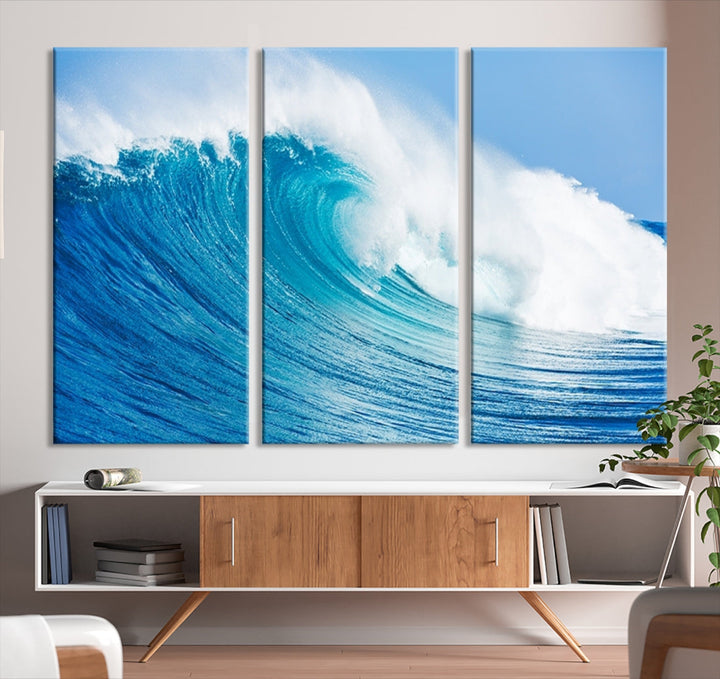 Large Wall Art Canvas Print Bright Wave on Ocean Surface Wave for Office Wall Decor Art