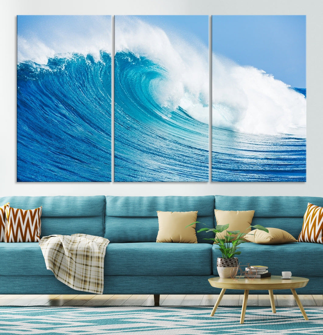 Large Wall Art Canvas Print Bright Wave on Ocean Surface Wave for Office Wall Decor Art