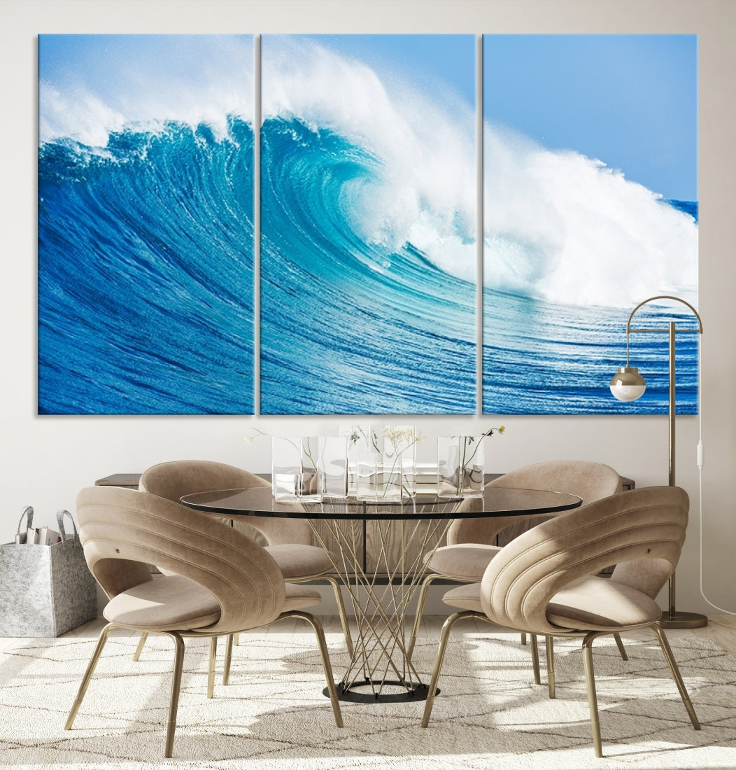 Large Wall Art Canvas Print Bright Wave on Ocean Surface Wave for Office Wall Decor Art