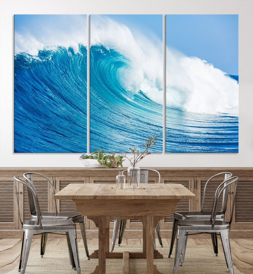 Large Wall Art Canvas Print Bright Wave on Ocean Surface Wave for Office Wall Decor Art