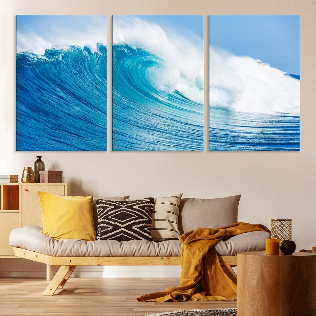 Large Wall Art Canvas Print Bright Wave on Ocean Surface Wave for Office Wall Decor Art