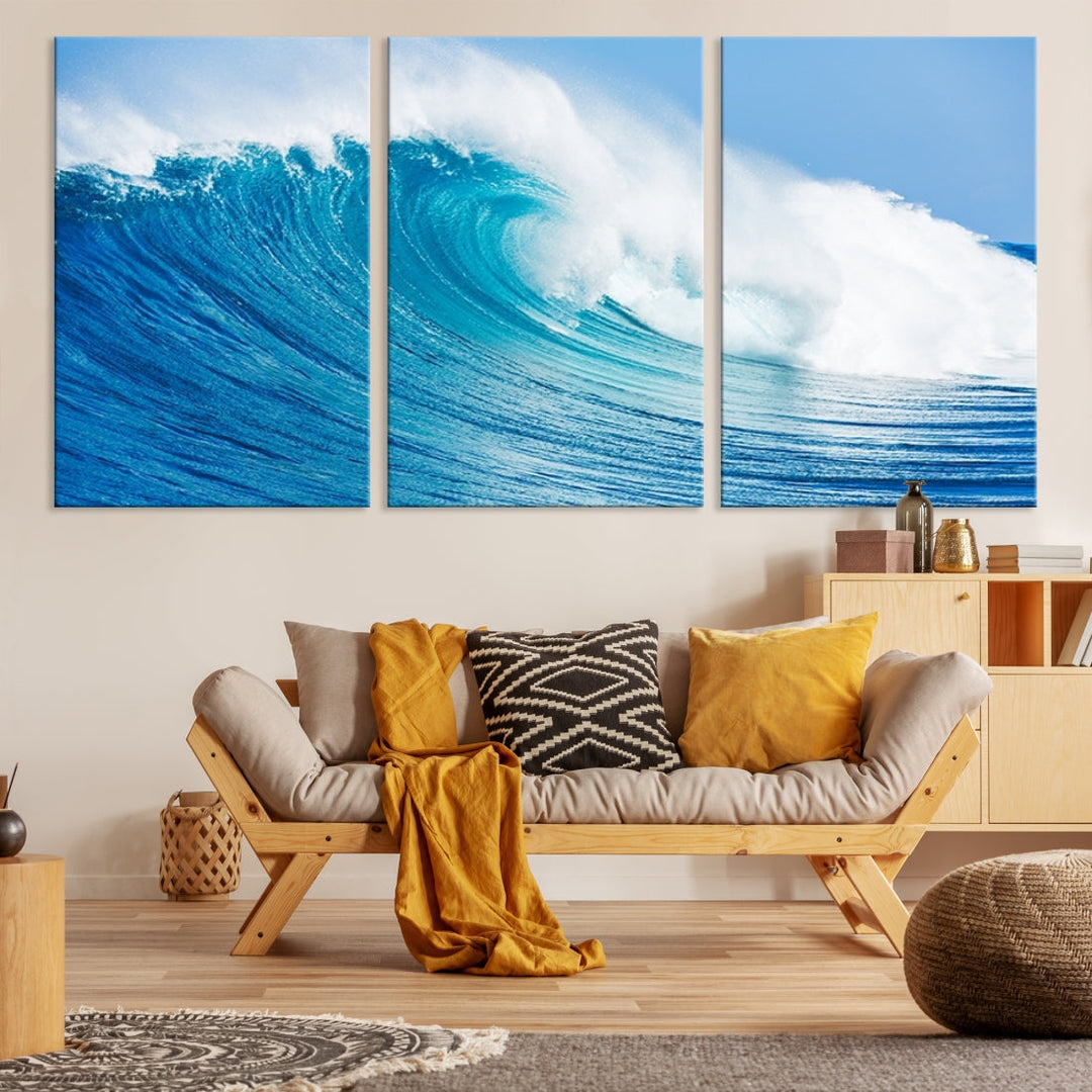 Large Wall Art Canvas Print Bright Wave on Ocean Surface Wave for Office Wall Decor Art