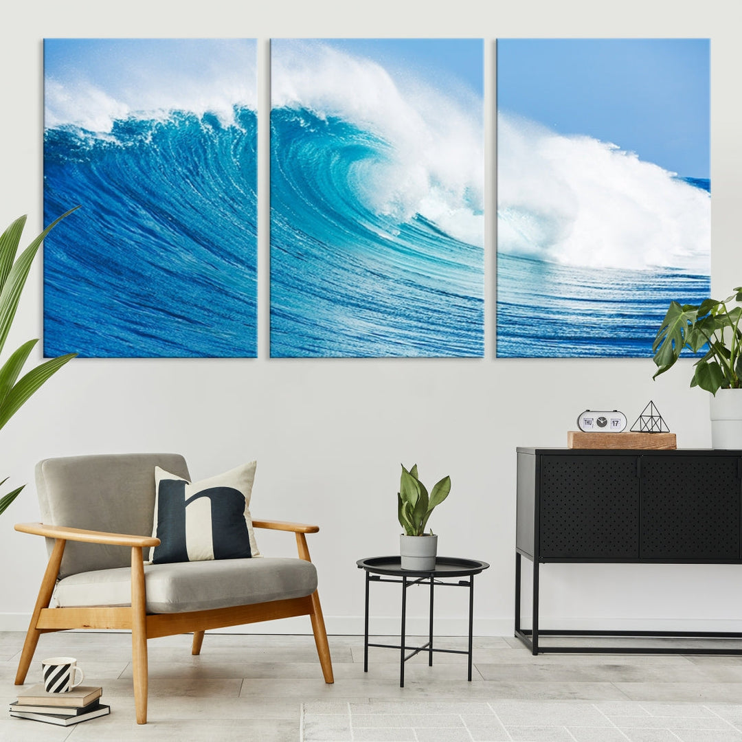 Large Wall Art Canvas Print Bright Wave on Ocean Surface Wave for Office Wall Decor Art