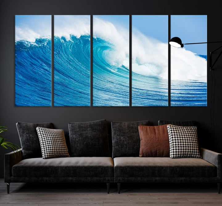 Large Wall Art Canvas Print Bright Wave on Ocean Surface Wave for Office Wall Decor Art