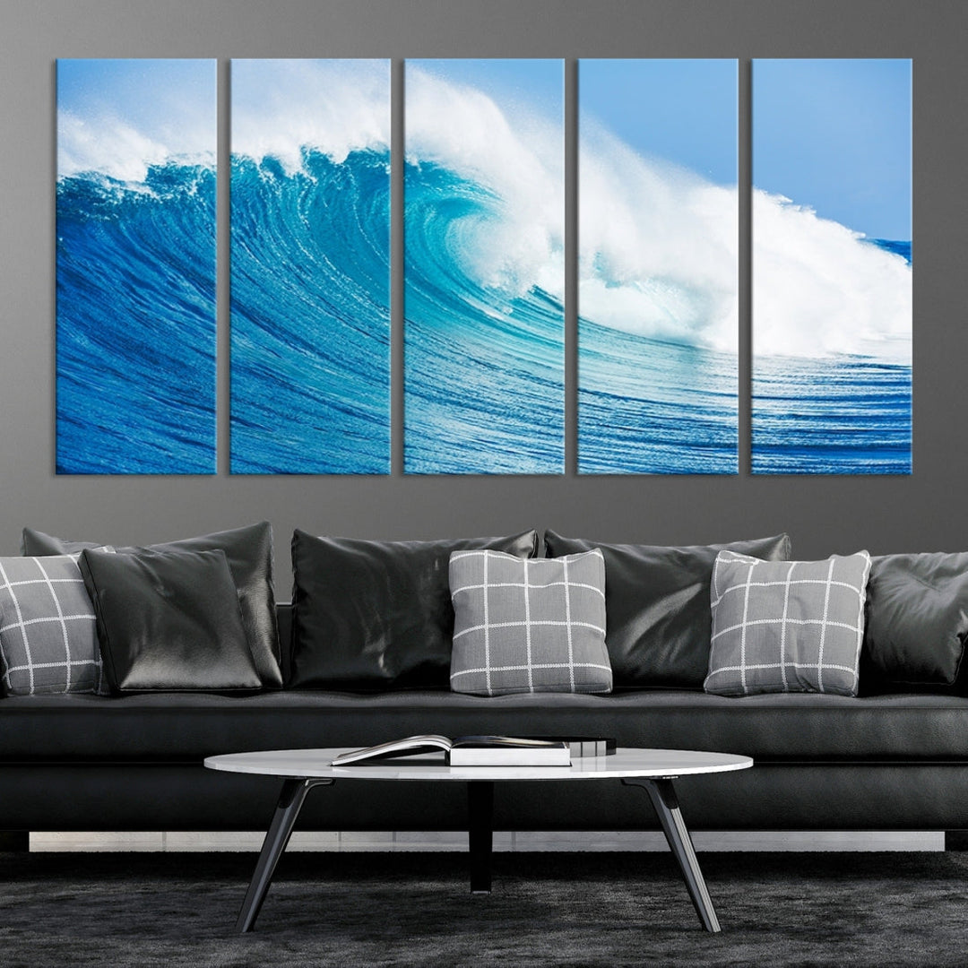 Large Wall Art Canvas Print Bright Wave on Ocean Surface Wave for Office Wall Decor Art