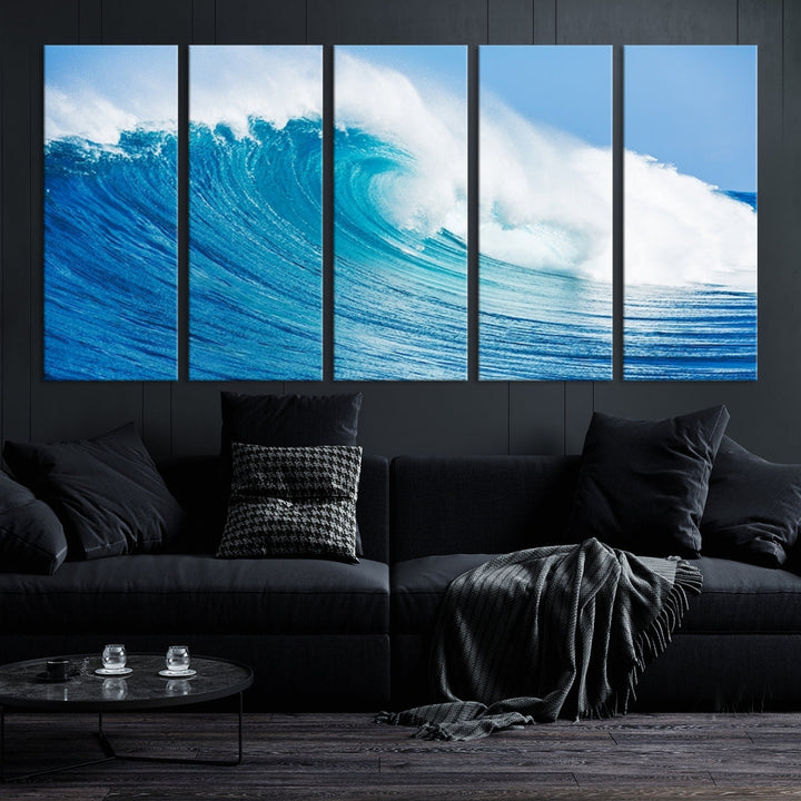 Large Wall Art Canvas Print Bright Wave on Ocean Surface Wave for Office Wall Decor Art