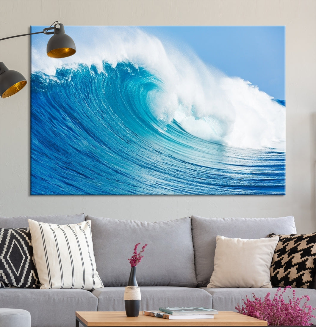 Large Wall Art Canvas Print Bright Wave on Ocean Surface Wave for Office Wall Decor Art