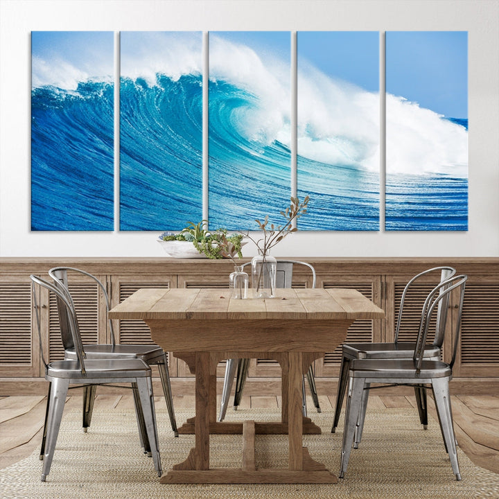 Large Wall Art Canvas Print Bright Wave on Ocean Surface Wave for Office Wall Decor Art