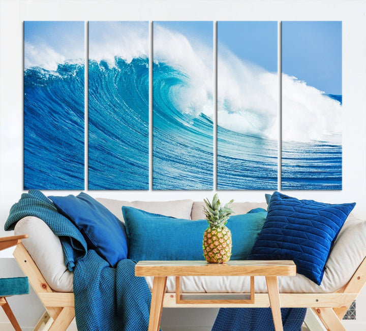 Large Wall Art Canvas Print Bright Wave on Ocean Surface Wave for Office Wall Decor Art