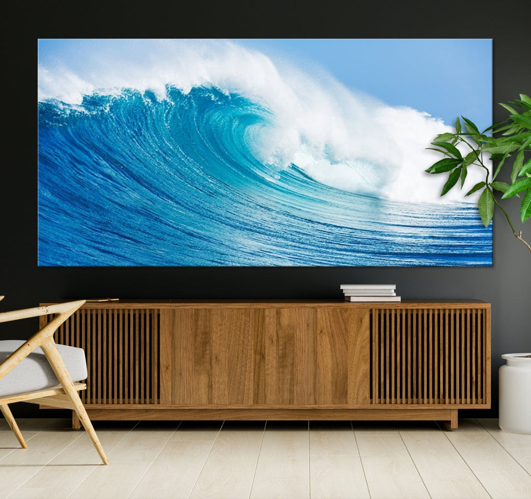 Large Wall Art Canvas Print Bright Wave on Ocean Surface Wave for Office Wall Decor Art