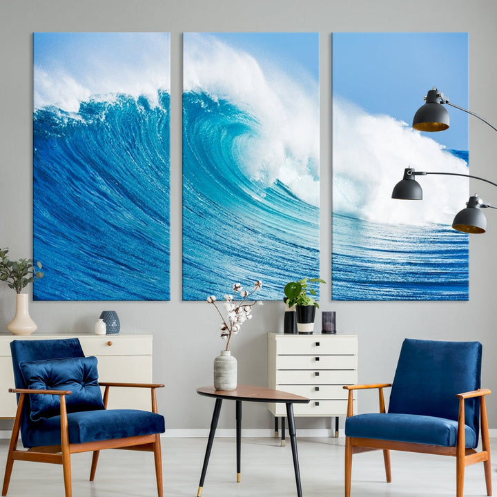 Large Wall Art Canvas Print Bright Wave on Ocean Surface Wave for Office Wall Decor Art