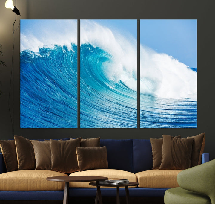 Large Wall Art Canvas Print Bright Wave on Ocean Surface Wave for Office Wall Decor Art