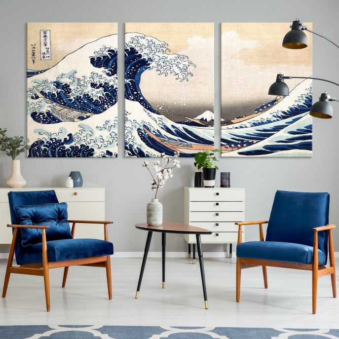 Large Wall Art Kanagawa Canvas Artwork Abstract Print