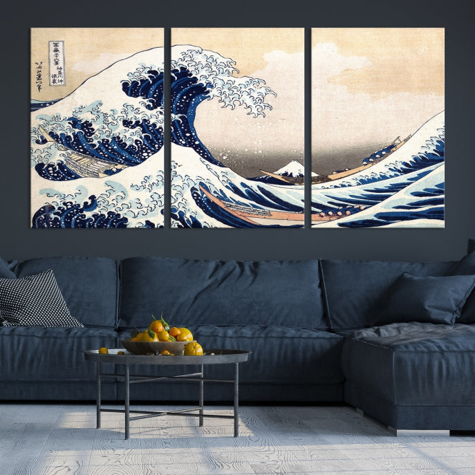 Large Wall Art Kanagawa Canvas Artwork Abstract Print