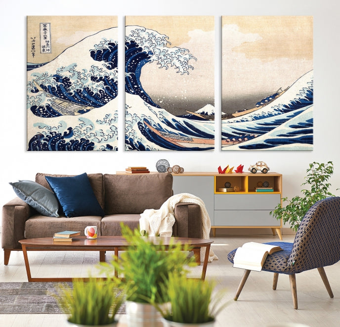 Large Wall Art Kanagawa Canvas Artwork Abstract Print