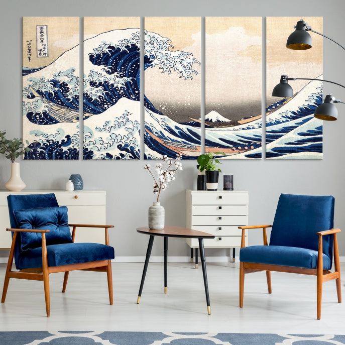 Large Wall Art Kanagawa Canvas Artwork Abstract Print