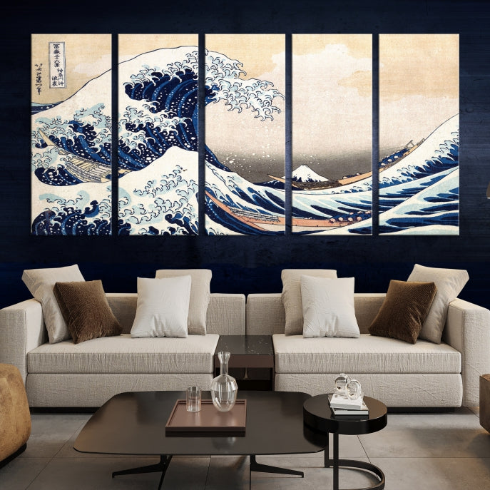 Large Wall Art Kanagawa Canvas Artwork Abstract Print