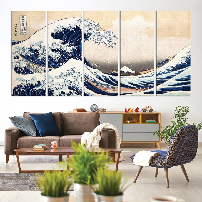 Large Wall Art Kanagawa Canvas Artwork Abstract Print