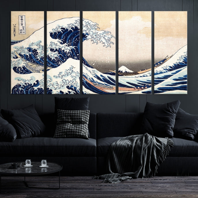 Large Wall Art Kanagawa Canvas Artwork Abstract Print