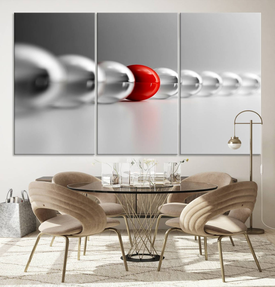 Large Wall Art Newton's Cradle Gray and Red Canvas Print