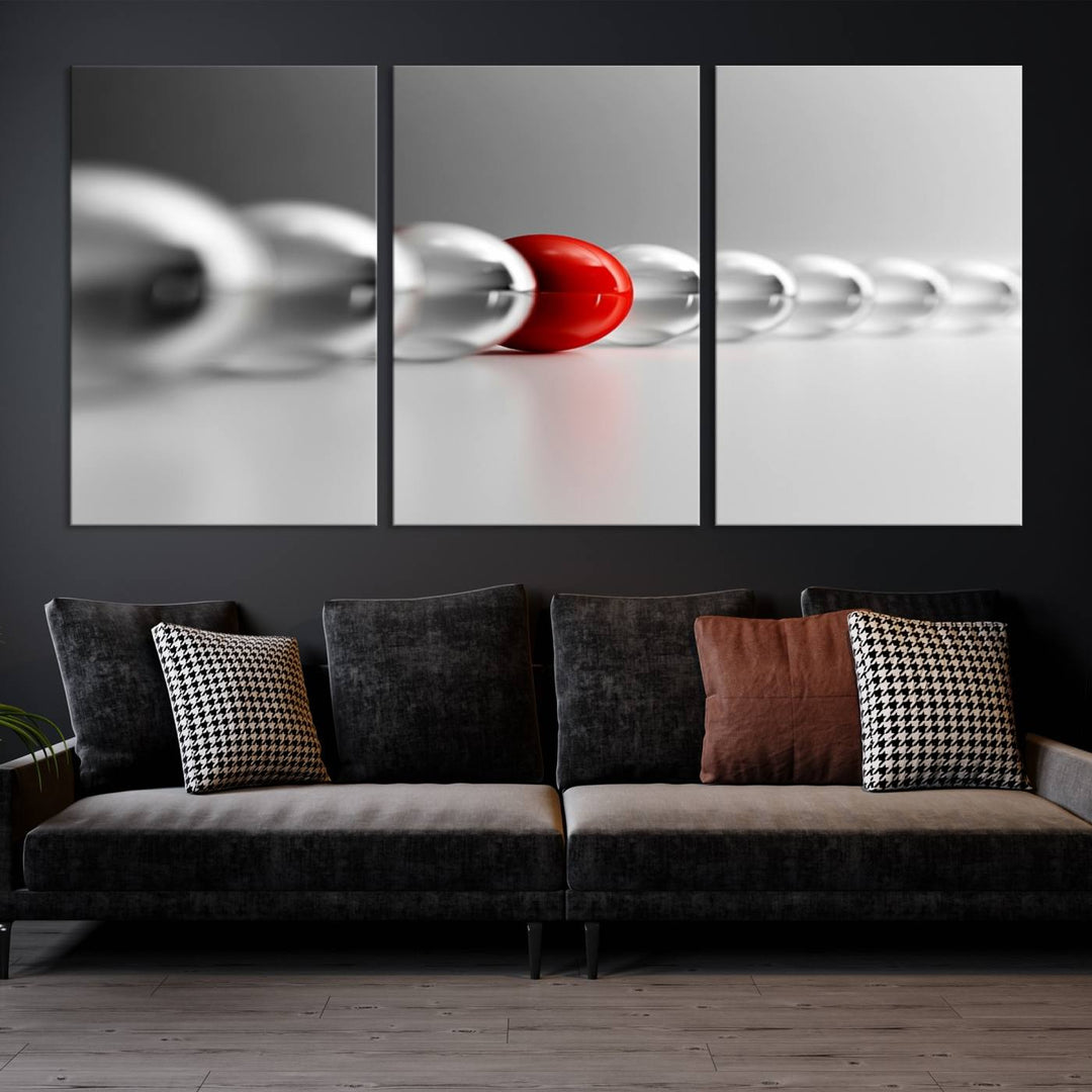 Large Wall Art Newton's Cradle Gray and Red Canvas Print