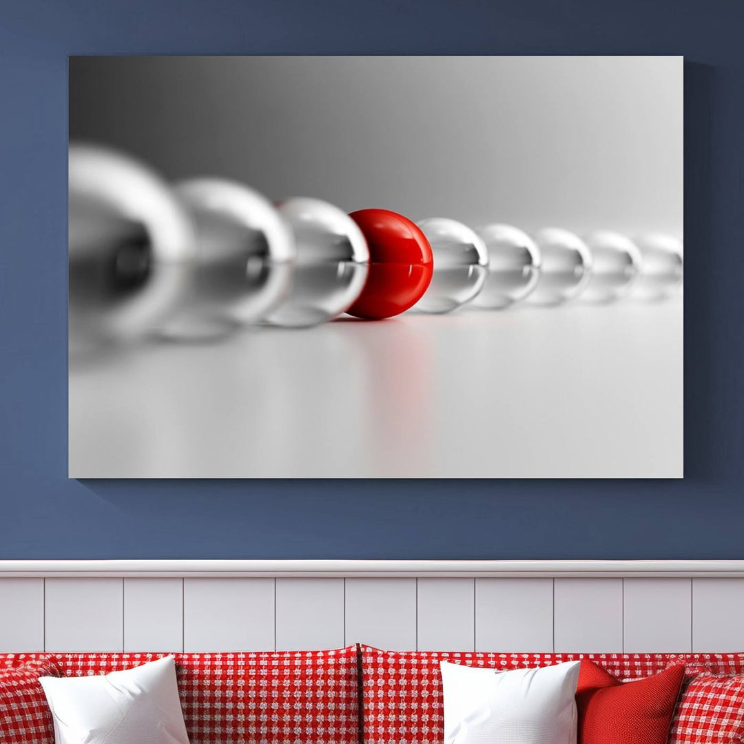 Large Wall Art Newton's Cradle Gray and Red Canvas Print