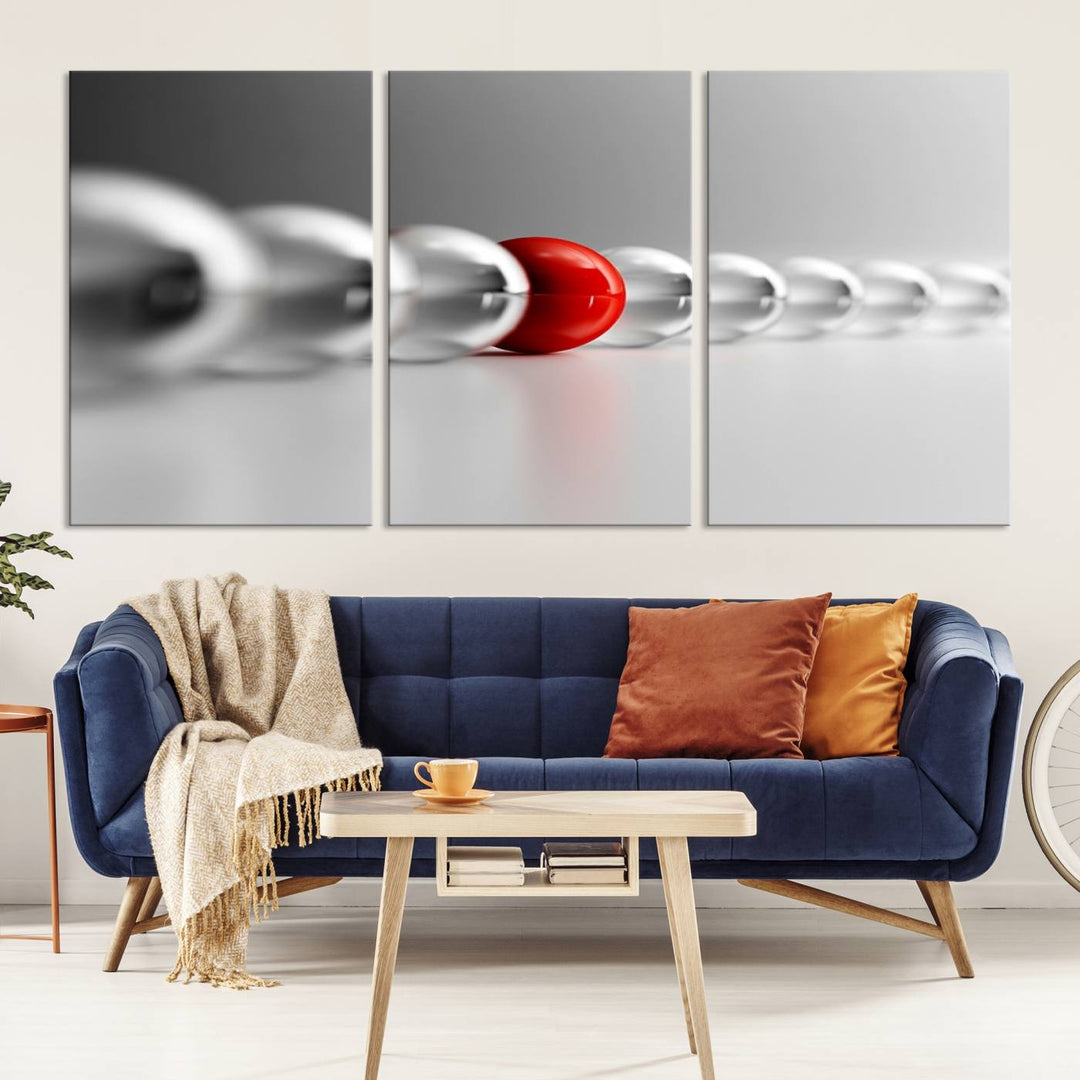 Large Wall Art Newton's Cradle Gray and Red Canvas Print