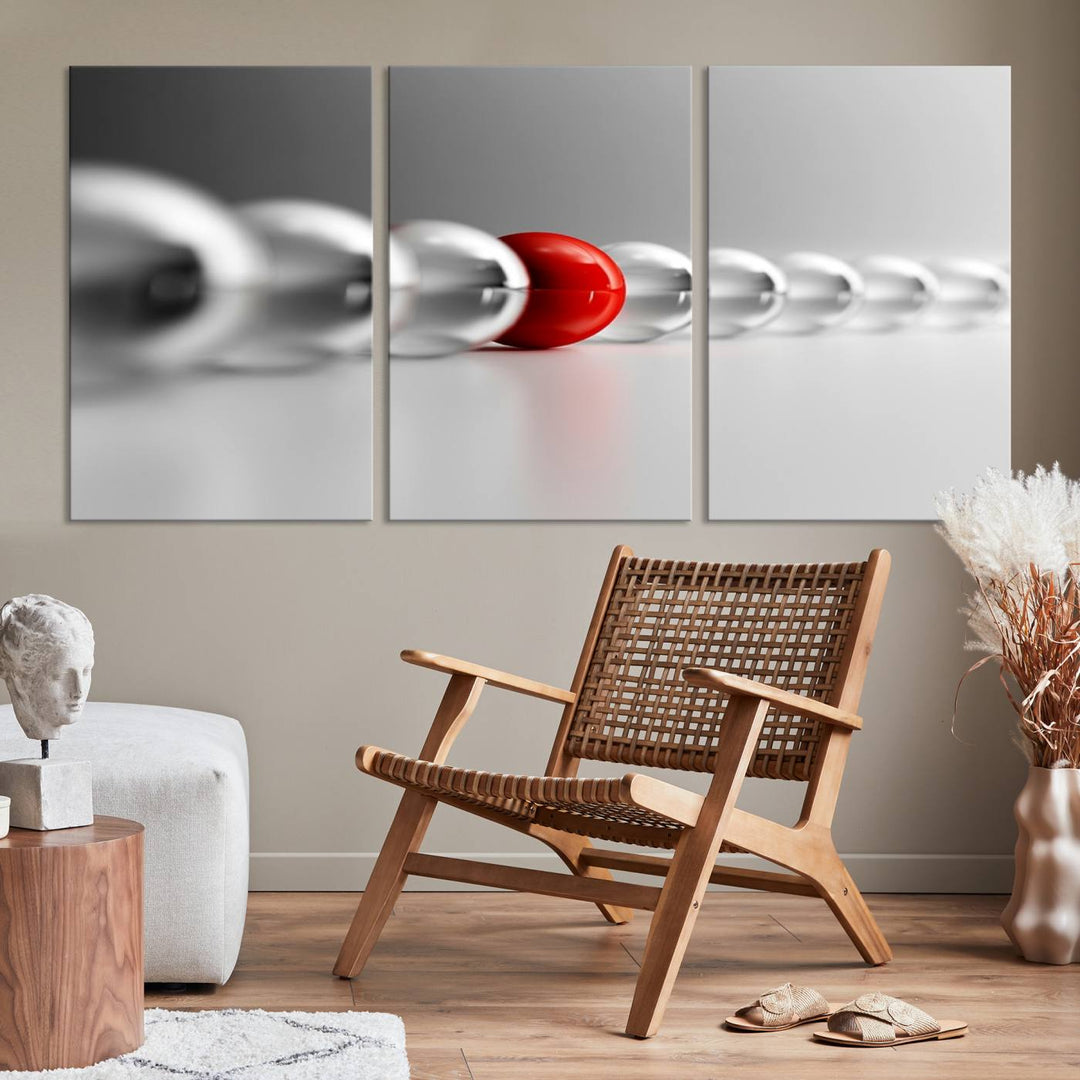 Large Wall Art Newton's Cradle Gray and Red Canvas Print