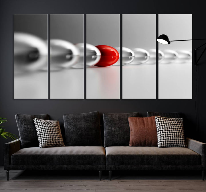 Large Wall Art Newton's Cradle Gray and Red Canvas Print