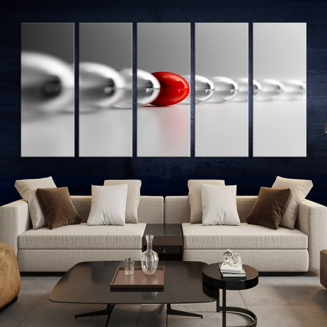 Large Wall Art Newton's Cradle Gray and Red Canvas Print