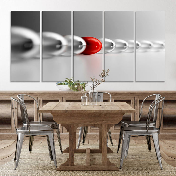 Large Wall Art Newton's Cradle Gray and Red Canvas Print