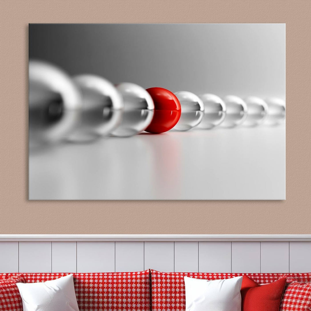 Large Wall Art Newton's Cradle Gray and Red Canvas Print