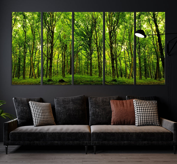 Large Wall Art Panoramic View of a Green Forest Landscape Canvas Print