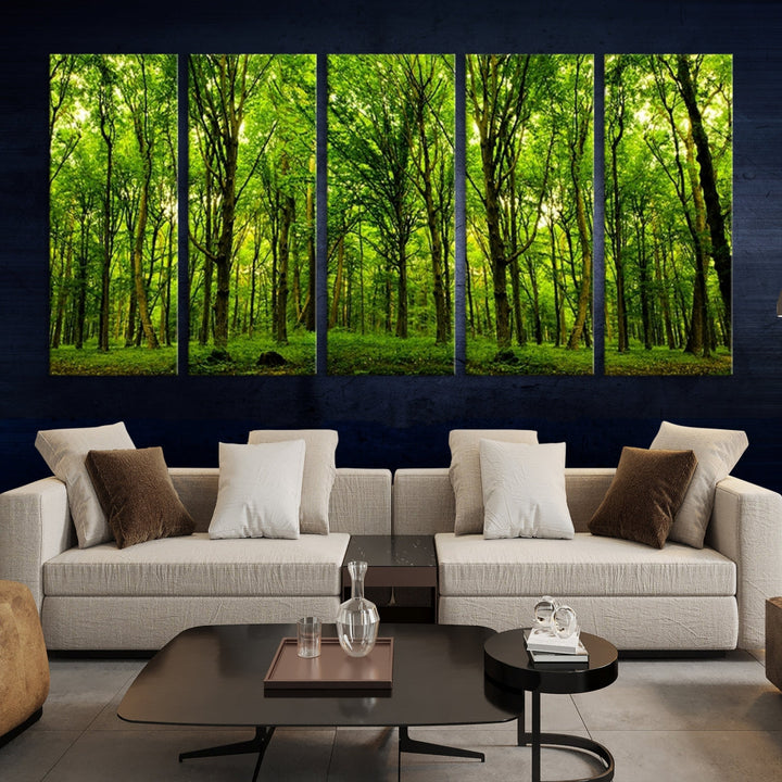 Large Wall Art Panoramic View of a Green Forest Landscape Canvas Print