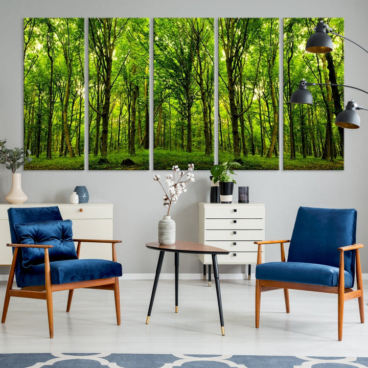 Large Wall Art Panoramic View of a Green Forest Landscape Canvas Print