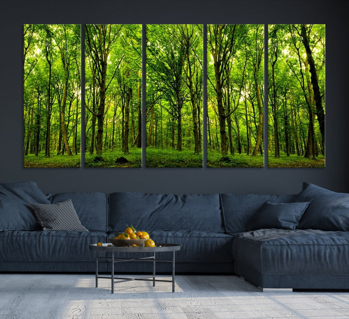 Large Wall Art Panoramic View of a Green Forest Landscape Canvas Print