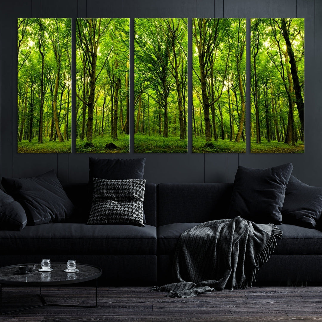 Large Wall Art Panoramic View of a Green Forest Landscape Canvas Print