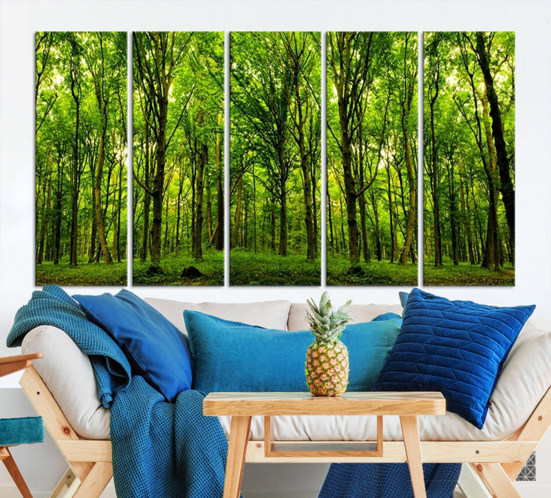 Large Wall Art Panoramic View of a Green Forest Landscape Canvas Print