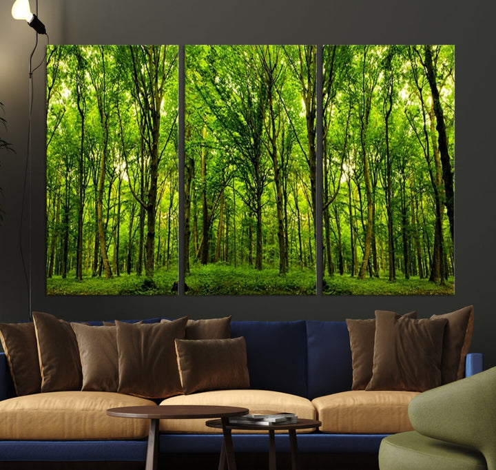 Large Wall Art Panoramic View of a Green Forest Landscape Canvas Print