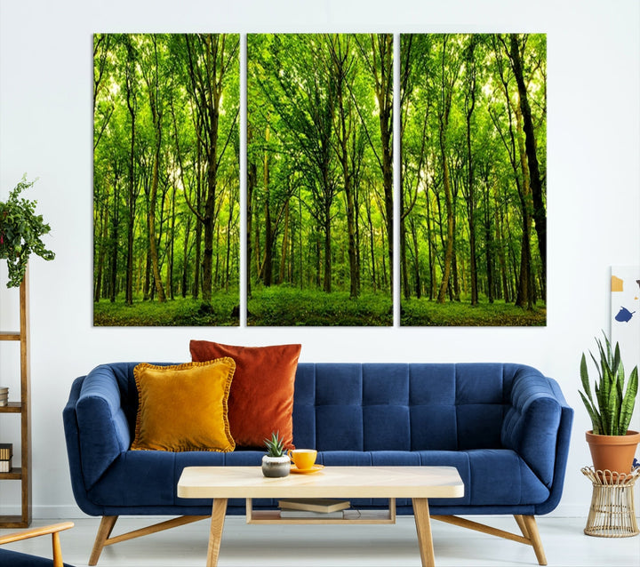 Large Wall Art Panoramic View of a Green Forest Landscape Canvas Print