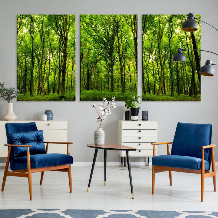 Large Wall Art Panoramic View of a Green Forest Landscape Canvas Print