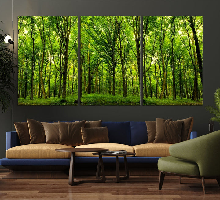 Large Wall Art Panoramic View of a Green Forest Landscape Canvas Print