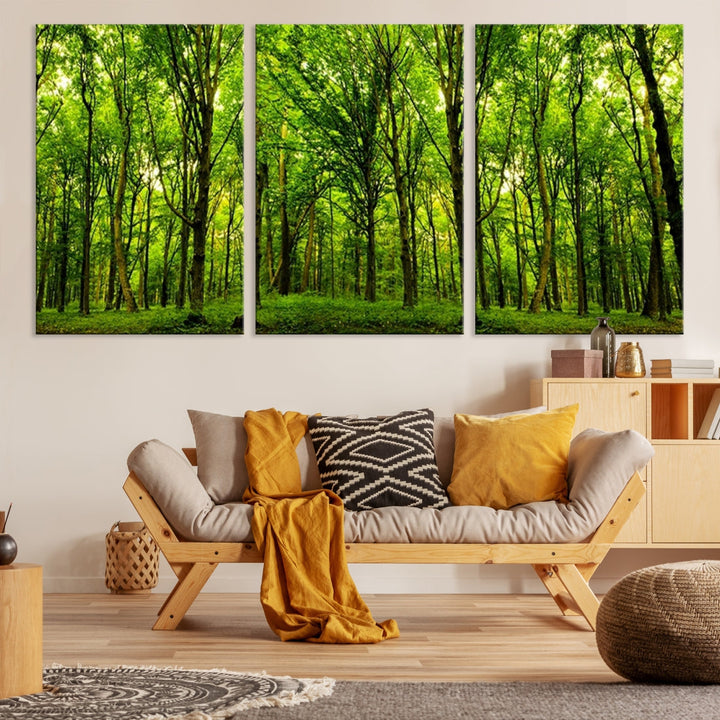 Large Wall Art Panoramic View of a Green Forest Landscape Canvas Print