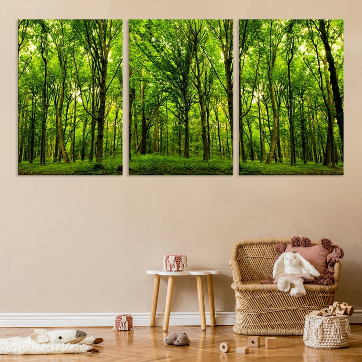 Large Wall Art Panoramic View of a Green Forest Landscape Canvas Print