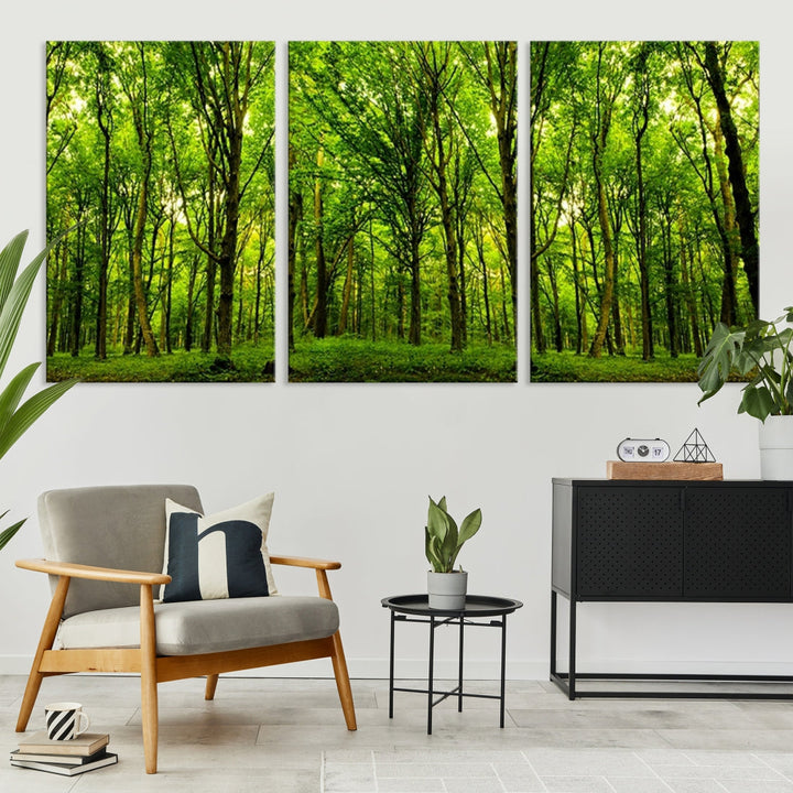 Large Wall Art Panoramic View of a Green Forest Landscape Canvas Print