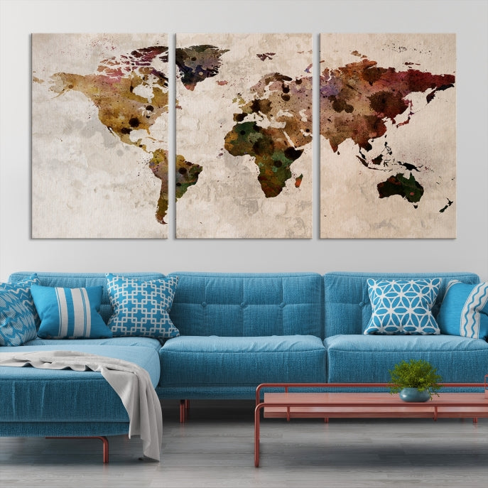 Large Wall Art World Map Canvas Print