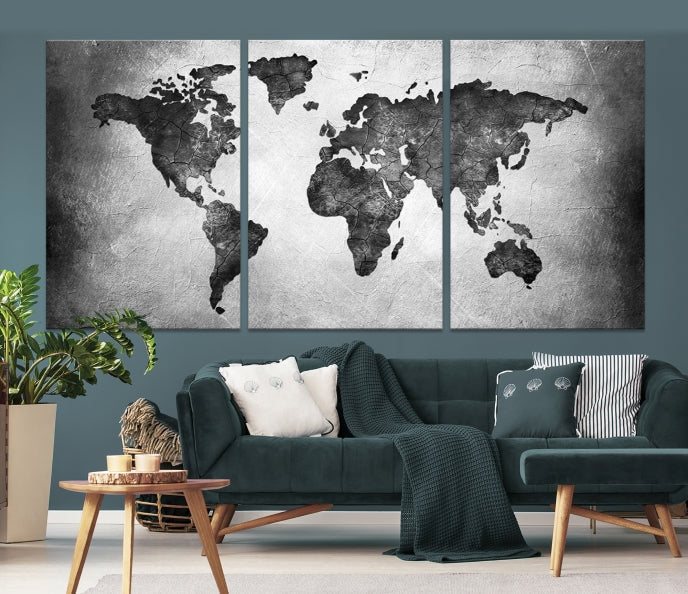 Large Wall Art World Map Canvas Print