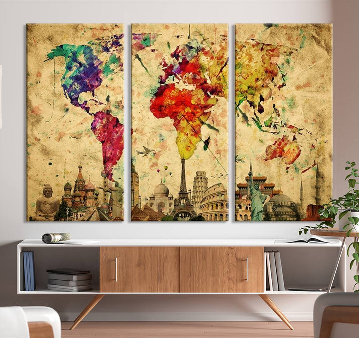 Large Wall Art World Map Canvas Print